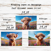 Wrapping Paper for Decoupage 3 Highland Cows 