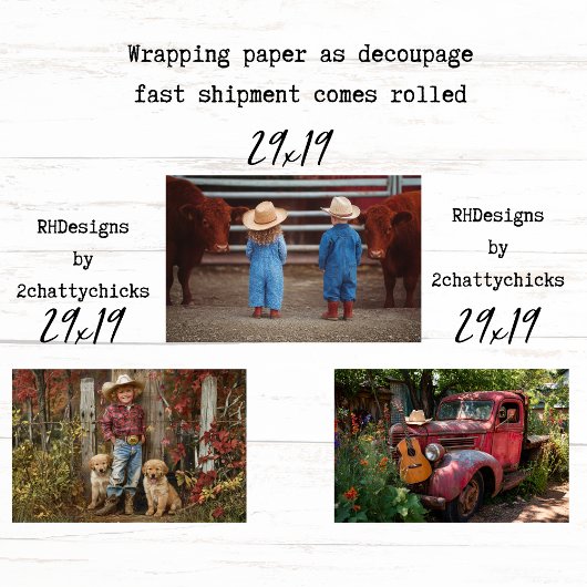 Wrapping Paper for Decoupage Farm Life 