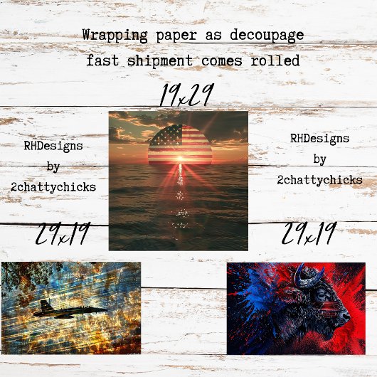 Wrapping Paper for Decoupage Patriotic American 