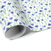 Wrapping Paper - Fun Floral Blue Flowers Pattern. Cadeaupapier (Rol Hoek)