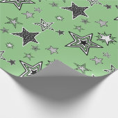 Wrapping Paper. Green. KtK. Stars Cadeaupapier (Hoek)