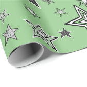 Wrapping Paper. Green. KtK. Stars Cadeaupapier (Rol Hoek)