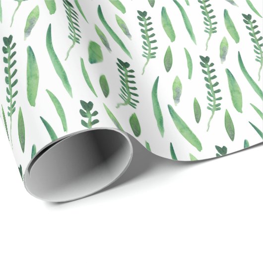 Wrapping Paper - Green Leaves Pattern Cadeaupapier (Rol Hoek)