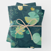 Wrapping Paper GreenLilyPad Set of 3 Flatwrap (In situ)