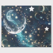 Wrapping Paper – Icy Blue Moon Phases Cadeaupapier (Vlak)