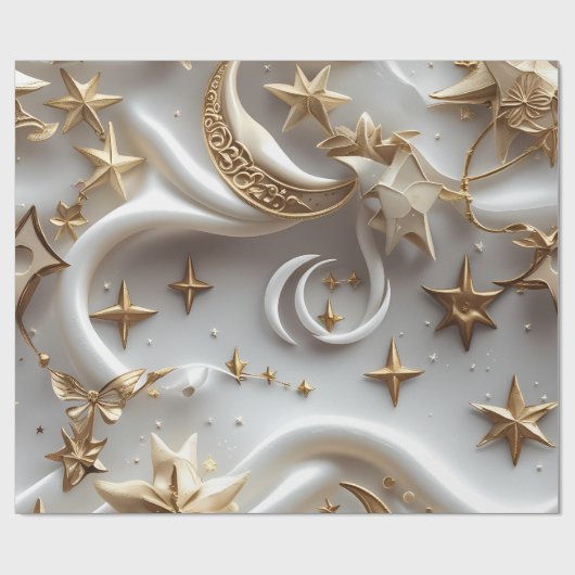Wrapping Paper – Luxury Alabaster White Celestial  Cadeaupapier (Vlak)