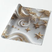 Wrapping Paper – Luxury Alabaster White Celestial  Cadeaupapier (Uitgerold)