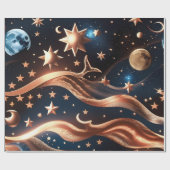 Wrapping Paper – Luxury Bronze Celestial Moon Prem Cadeaupapier (Vlak)