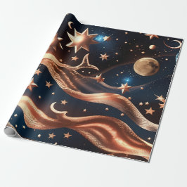 Wrapping Paper – Luxury Bronze Celestial Moon Prem Cadeaupapier