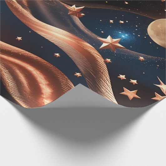 Wrapping Paper – Luxury Bronze Celestial Moon Prem Cadeaupapier (Hoek)