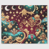 Wrapping Paper – Luxury Crimson Red Celestial Moon Cadeaupapier (Vlak)