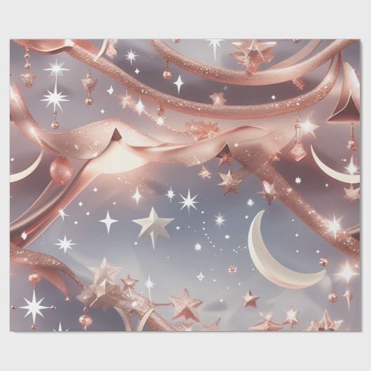 Wrapping Paper – Luxury Marble White Celestial Moo Cadeaupapier (Vlak)