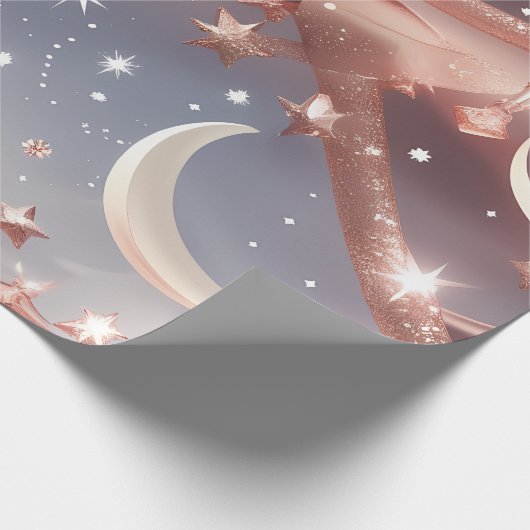 Wrapping Paper – Luxury Marble White Celestial Moo Cadeaupapier (Hoek)