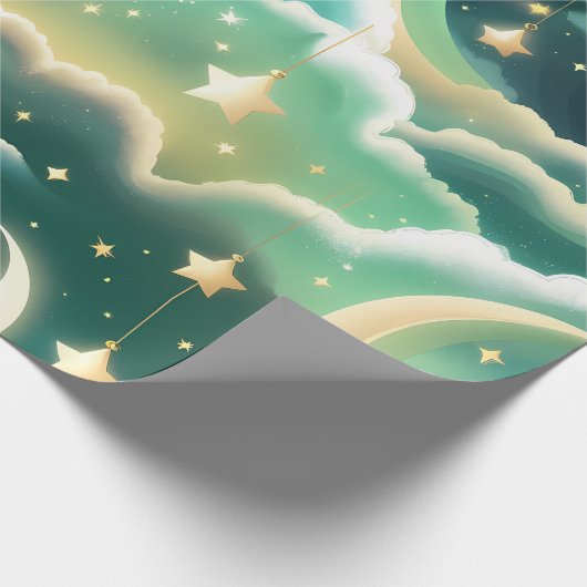 Wrapping Paper – Luxury Mint Green Celestial Moon Cadeaupapier (Hoek)