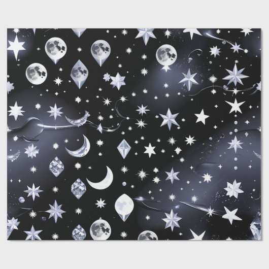 Wrapping Paper - Luxury Onyx Celestial Moon Cadeaupapier (Vlak)