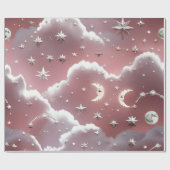 Wrapping Paper – Luxury Quartz Pink Celestial Moon Cadeaupapier (Vlak)