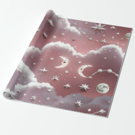 Wrapping Paper – Luxury Quartz Pink Celestial Moon Cadeaupapier