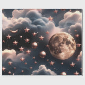 Wrapping Paper – Luxury Rose Gold Celestial Moon Cadeaupapier (Vlak)