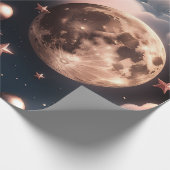 Wrapping Paper – Luxury Rose Gold Celestial Moon Cadeaupapier (Hoek)