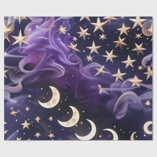 Wrapping Paper – Luxury Royal Amethyst Celestial Cadeaupapier (Vlak)