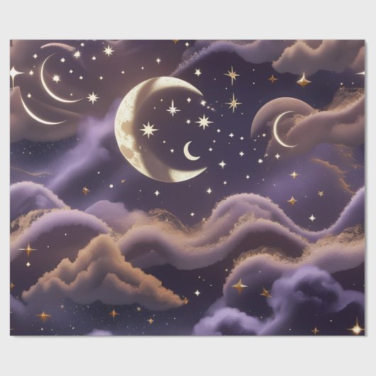 Wrapping Paper – Luxury Smoky Celestial Moon Cadeaupapier (Vlak)