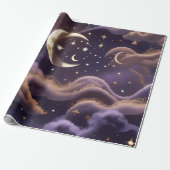 Wrapping Paper – Luxury Smoky Celestial Moon Cadeaupapier (Uitgerold)
