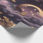 Wrapping Paper - Luxury Smoky Plum Celestial Moon Cadeaupapier (Hoek)