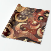 Wrapping Paper – Luxury Terracotta Celestial Moon  Cadeaupapier (Uitgerold)