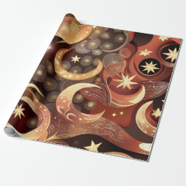 Wrapping Paper – Luxury Terracotta Celestial Moon  Cadeaupapier