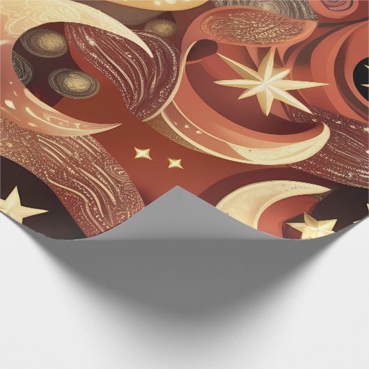 Wrapping Paper – Luxury Terracotta Celestial Moon Cadeaupapier (Hoek)