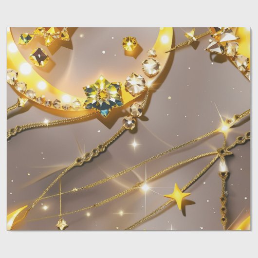 Wrapping Paper – Luxury Topaz Yellow Celestial Cadeaupapier (Vlak)