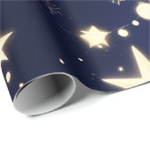 Wrapping Paper – Luxury Velvet Navy Celestial Moon Cadeaupapier (Rol Hoek)
