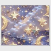Wrapping Paper – Luxury White Celestial Moon Gift  Cadeaupapier (Vlak)