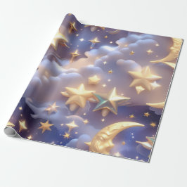 Wrapping Paper – Luxury White Celestial Moon Gift  Cadeaupapier