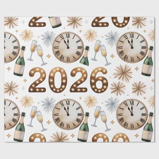 Wrapping Paper-New Year 2026 Wrapping Paper Cadeaupapier (Vlak)