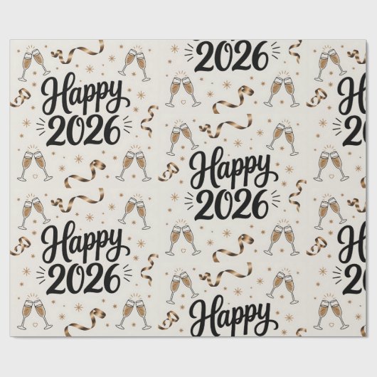Wrapping Paper-New Year 2026 Wrapping Paper Cadeaupapier (Vlak)