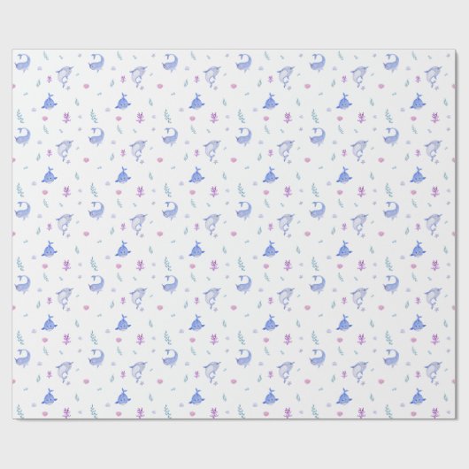 Wrapping Paper - Ocean Life Narwhal Cadeaupapier (Vlak)