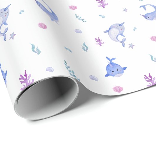 Wrapping Paper - Ocean Life Narwhal Cadeaupapier (Rol Hoek)