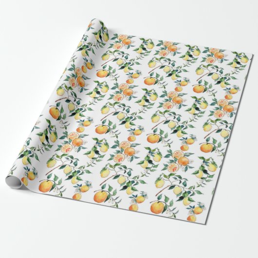 Wrapping Paper - Oranges and Lemons Cadeaupapier (Uitgerold)