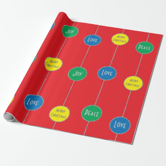 Wrapping Paper ORNAMENS Merry Kerstmis" Cadeaupapier (Uitgerold)