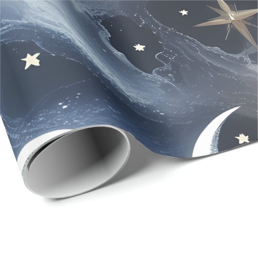 Wrapping Paper - Platinum Silver Celestial Moon Cadeaupapier (Rol Hoek)