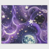 Wrapping Paper – Purple Celestial Moon Phases Cadeaupapier (Vlak)