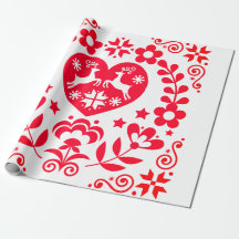 Wrapping Paper RED SCANDINAVIAN CHRISTMAS-ONTWERP