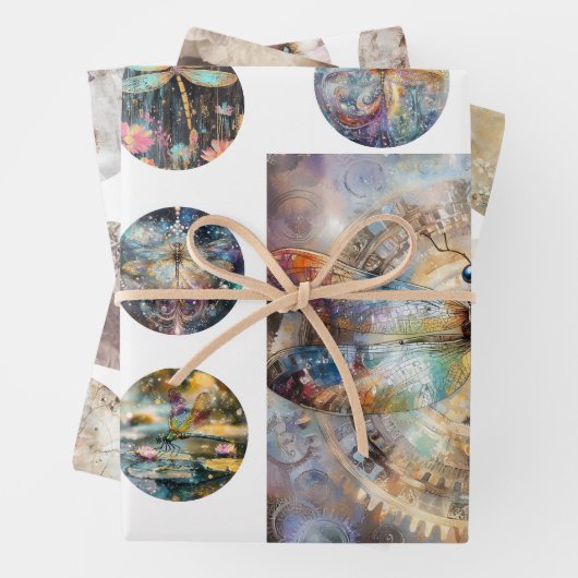 Wrapping Paper Resin Tile & Coasters Dragonfly Art (In situ)