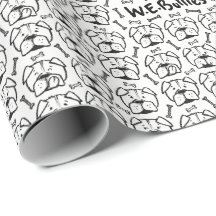 Wrapping paper roll with english bulldog pattern