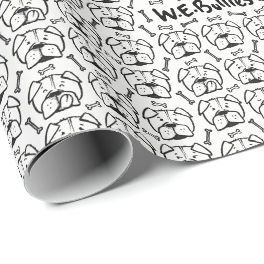 Wrapping paper roll with english bulldog pattern cadeaupapier (Rol Hoek)