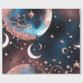 Wrapping Paper – Rose Gold Celestial Moon Cadeaupapier (Vlak)