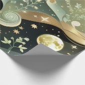 Wrapping Paper - Sage Green Celestial Moon Cadeaupapier (Hoek)