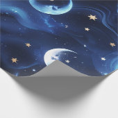 Wrapping Paper Sapphire Blue Celestial Moon Cadeaupapier (Hoek)