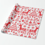 Wrapping Paper SCANDINAVIAN CHRISTMAS RED PATTERN Cadeaupapier<br><div class="desc">RODE EN WITTE CHRISTMAS PATROON VAN SCANDINAVIAN FOLK ART.</div>